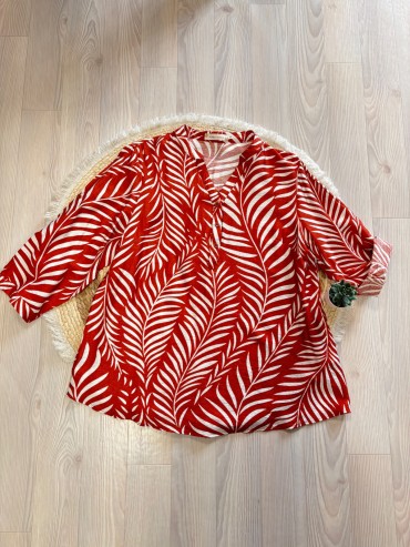 Blouse rouille avec motifs du 42 au 52 à 26€