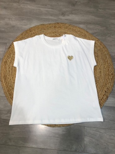 T-shirt blanc avec coeur doré du XS au XL à 26€
