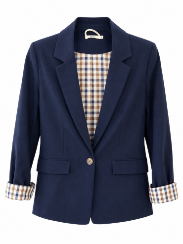 Veste bleu marine intérieur vichy 46 €